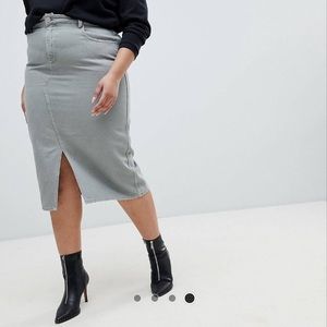 ASOS Curve denim gray midi skirt with slit size 18